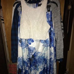 Two Piece Floral Prom Dress